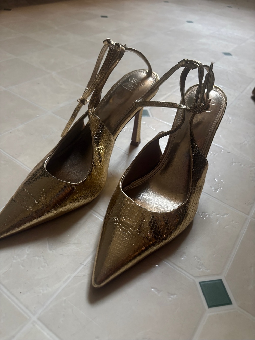 ASOS Metallic Gold Pointed Slingback Heels